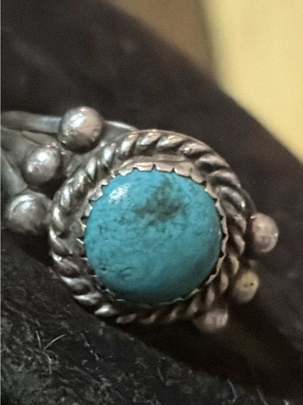 Navajo Turquoise Sterling Silver Ring. - signed